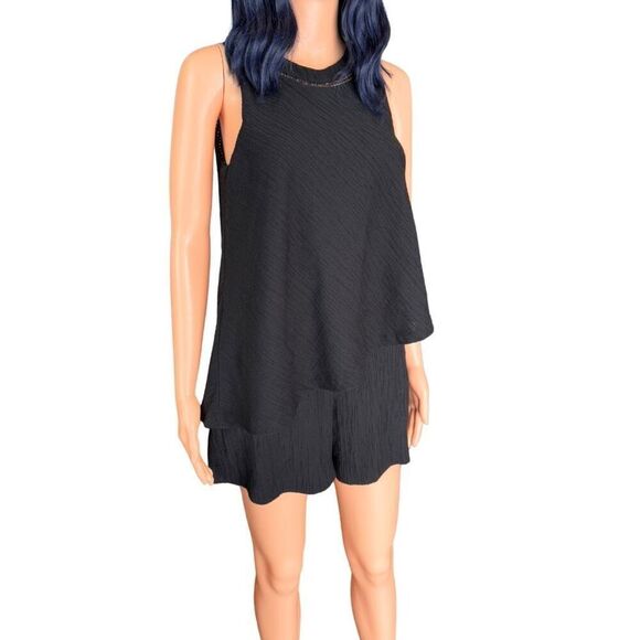 Elevenses Anthropologie Black Santa Ana Elevated Basics Dressy Date Romper XS - Picture 2 of 6